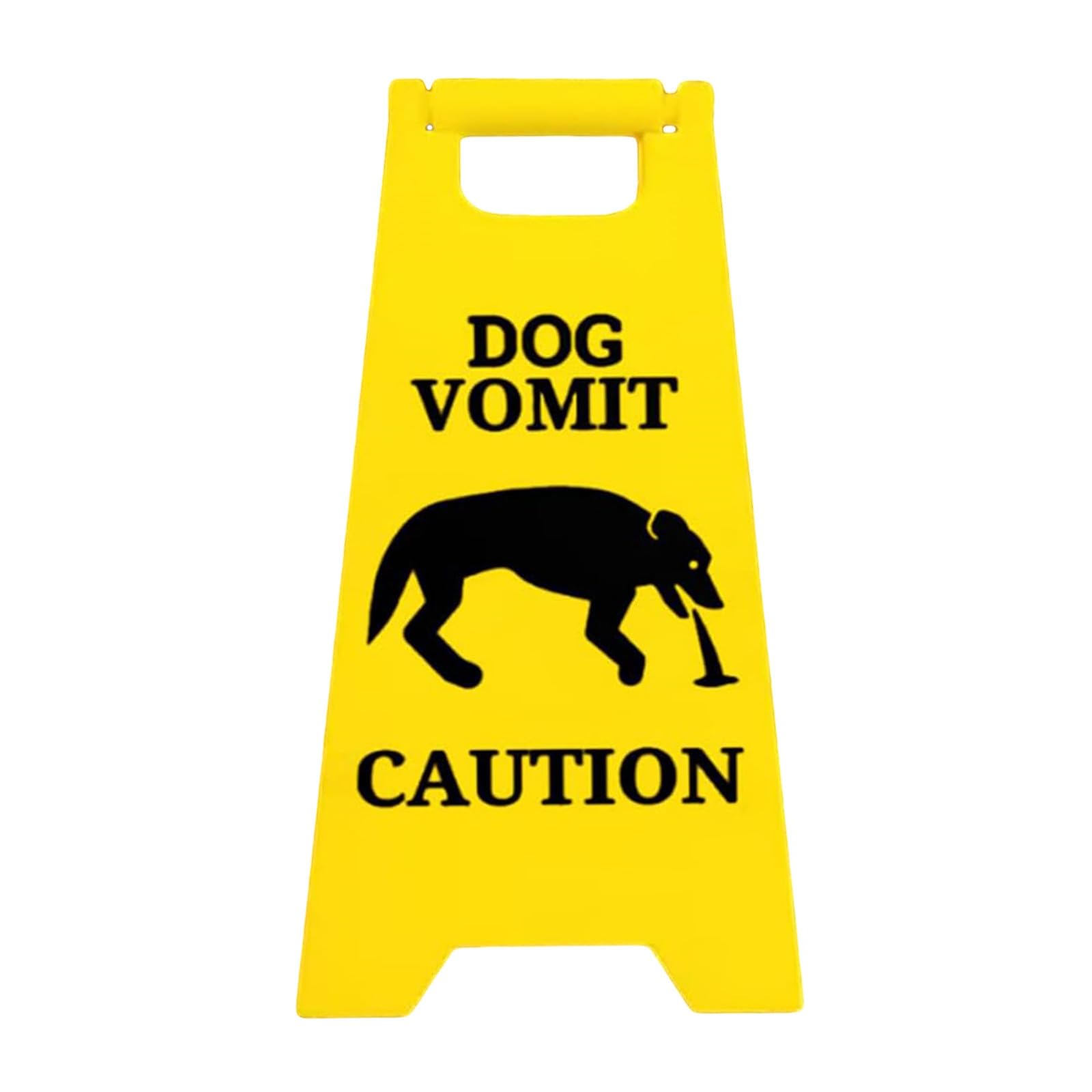 Cat Vomit Floor Sign, Cat Vomit Warning Sign, Yellow Warning Sign, Mini Warning Signs, Novelty Prank Warning Vomiting Sign Christmas Gift (Dog, Small)