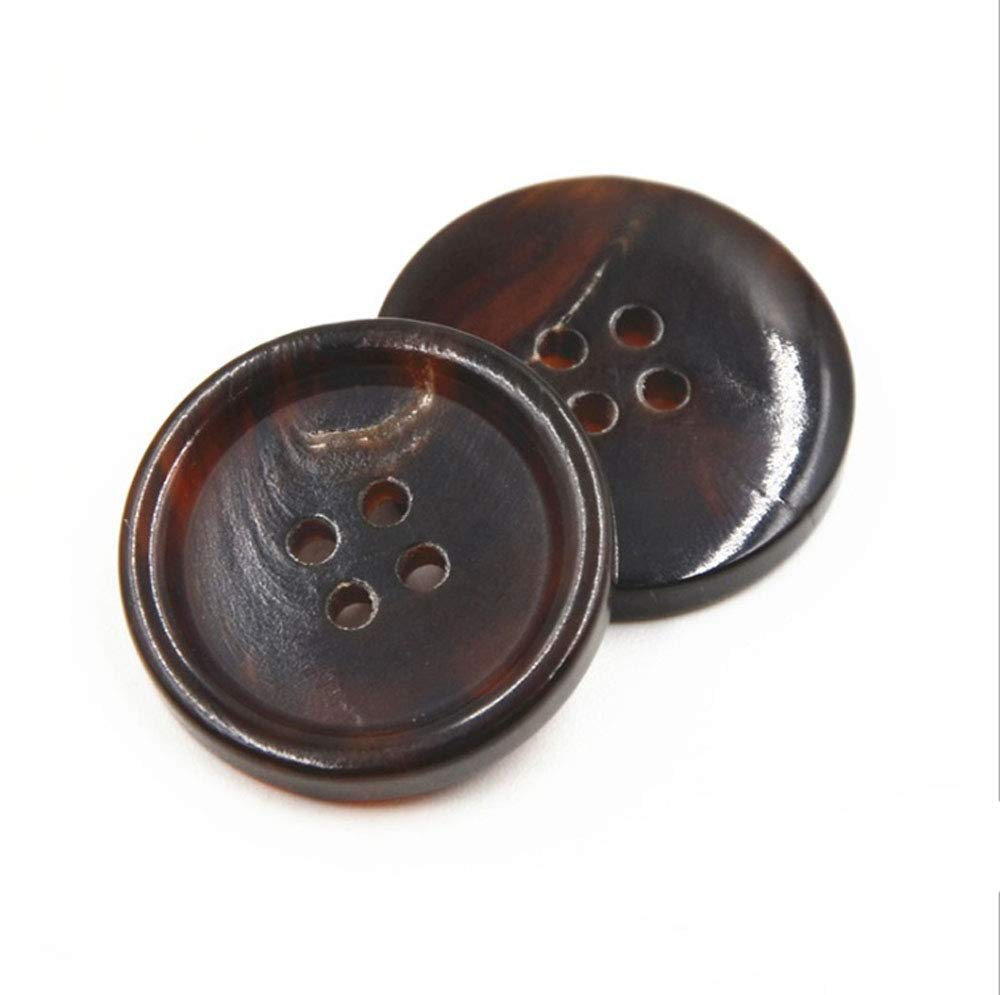 10PCS Clothes Buttons - Fashion Horn Sewing Button 4 Holes Round Shaped Button Set for Men Women Sweaters, Uniform, Shirt, Blazer, Coat and Jacket (Coffee, 28mm)