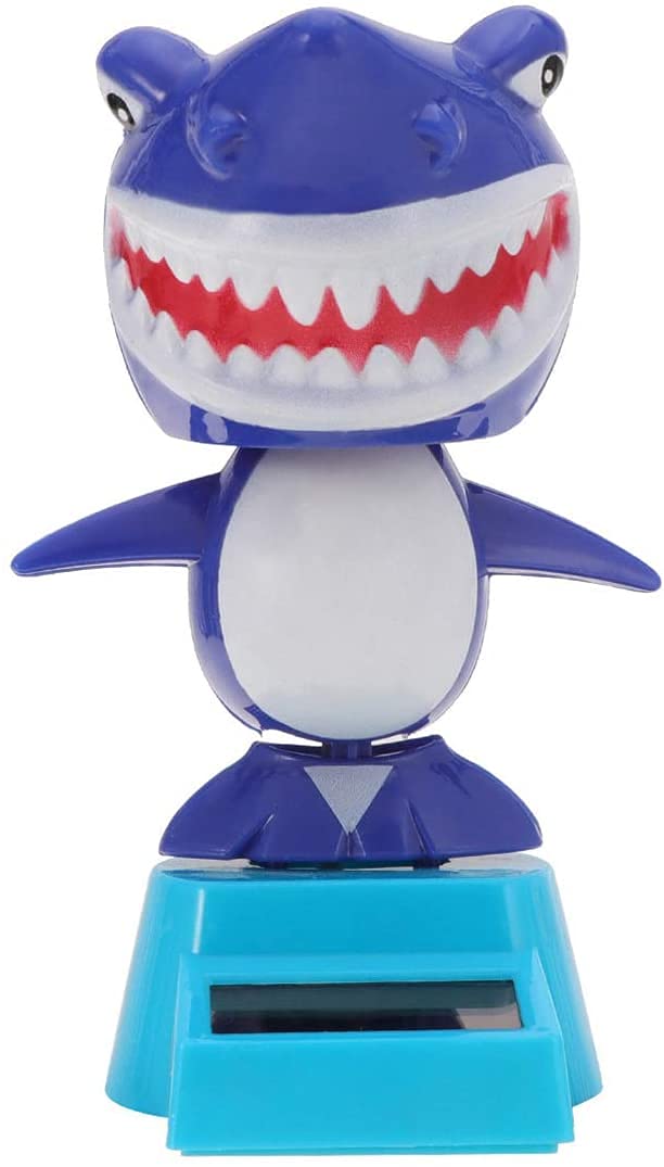 Joylern Solar Shark Bobble Shaking Head Dancing Toy Cat Figurine Statue Car Dash Board Ornaments for Car Vehicle Decoration - Blue