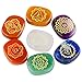 Rockcloud Healing Crystal 7 Chakra Stones Polished Engraved Palm Pocket Stone Reiki Balancing