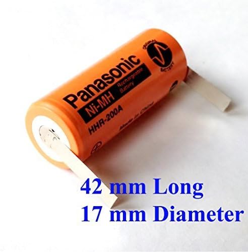 Replacement Rechargeable Battery Compatible with Braun Oral-b Triumph Professional Care Toothbrush, Panasonic NiMH with metal tabs, 42 mm Long, 17 mm Diameter
