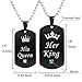 NEW-EC Promise Couples Necklace for Him Her King Queen Crown Stainless Steel Engraved Initial Relationship Chic Army Tags Pendant Necklace for Lovers Women Men GF BF Birthday Valentine's Day Gift
