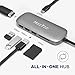 USB C Hub, HooToo 6-in-1 Adapter with 100W PD Charging port, 4K HDMI Output, Card Reader, 3 USB 3.0 Ports for MacBook and Windows Type C laptop - Grey