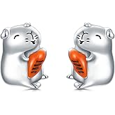 Flpruy Guinea Pig Earrings 925 Sterling Silver Hamster Earrings Stud Hypoallergenic Cute Animal ewelry Gifts for Women Birthday