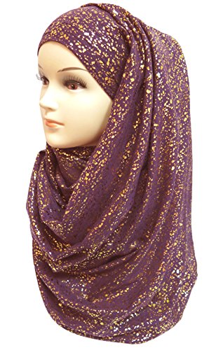Lina & Lily Gold Glitter Plain Color Hijab Muslim Head Wrap Scarf...