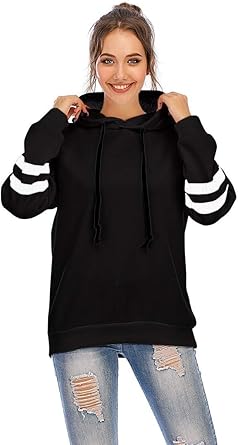 women's striped sleeve hoodie