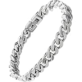 Tuewut Stainless Steel 8mm Cuban Link Bracelet for Men/Women/Boy,Silver/18K Gold Plated 7/8/9 inch Fashion HIP HOP Jewelry Bracelet for Gifts
