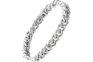 Tuewut Stainless Steel 8mm Cuban Link Bracelet for Men/Women/Boy,Silver/18K Gold Plated 7/8/9 inch Fashion HIP HOP Jewelry Bracelet for Gifts