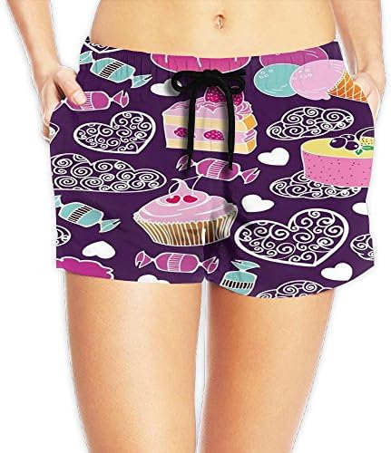 I Love Dessert Women's Fashion Swim Trunks Sexy Beach Bottom Swim Board Shorts Casual Shorts Sports Shorts With Pockets