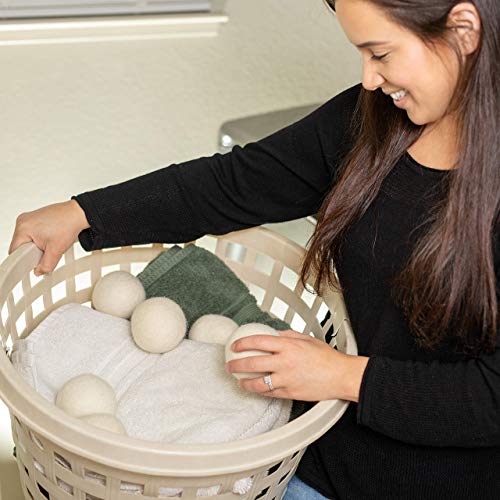Wool Dryer Balls XL 6-Pack - 100% Pure New Zealand Wool, Ecoigy Natural Fabric Softener, Reduces Wrinkles & Drying Time, Ideal for Essential Oils, Dryer Sheets Alternative,Dryer Balls Laundry Reusable