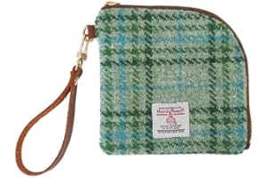 TAILORMAP Harris Tweed Wool Coin Purse Small Money Pouch With Zipper For Women Men handmade (Mint Green)