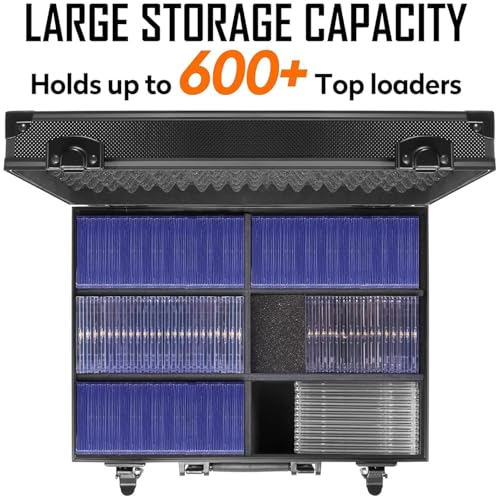 Toploader Storage Box for 3" x 4" 35pt Rigid Card, Trading and Sports Card Hard Case Holds 600+ Toploaders, 38 * 27 * 14Cm Black