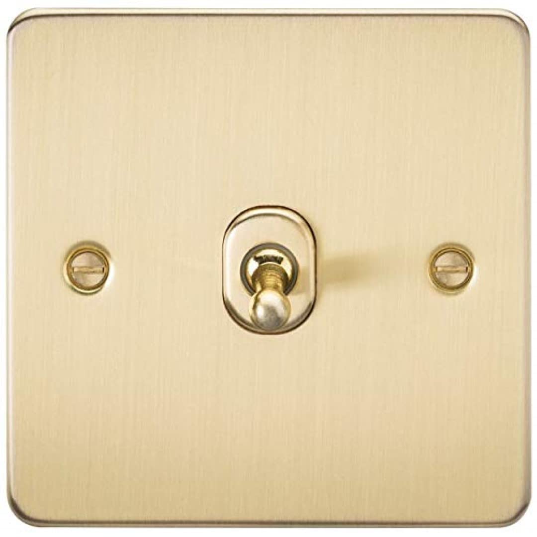Knightsbridge FPAV1TOGBB Flat Plate 10A 1G 2 Way Toggle Switch-Brushed Brass