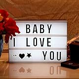 Light Box AGM Super Perfect DIY Cinema Light Box LED Cinematic Light Up Box with Decorative 90 Letters Numbers Symbols for Festival/Birthday/Anniversary/Wedding/Mottoes etc [A4 Size, White]