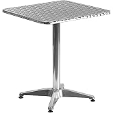 Flash Furniture 23.5 in Aluminum Indoor/Outdoor Square Table with Base | Indoor/Outdoor Use