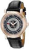 Lucien Piccard Men's 'Ruleta' Quartz Stainless Steel and Leather Casual Watch, Color:Black (Model: LP-40014-RG-01)