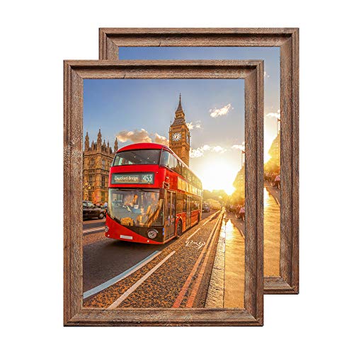 Photo 1 of (USED/FAIR) (MINOR DAMAGE ON CORNER) QEQRUG Rustic 18x24 Frame Vintage Brown Poster Frame 18x24