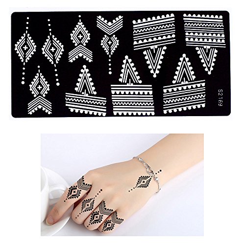 Dunnomart 60 Designs 1 Sheet Hollow Flower Henna Body Paint Tattoo Stencil Temporary DIY Paste Drawing Template Arm Back Finger Art Makeup