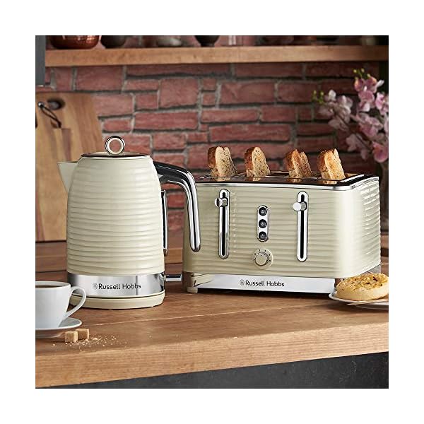 Russell Hobbs 24384 Cream Inspire 4 Slice Toaster, Wide Slot with Lift and Look Feature, High Gloss Chrome Accents, 1800…