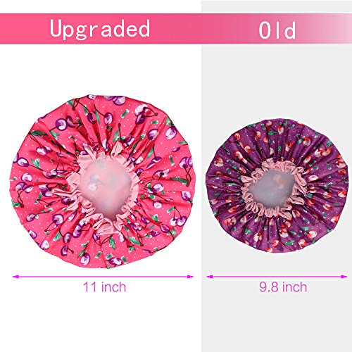 Women Waterproof Shower Cap Bath Cap for Hair Gutsdoor 4 PACK Double Layer Shower Hat Designed for all Hair Lengths and Thicknesse.