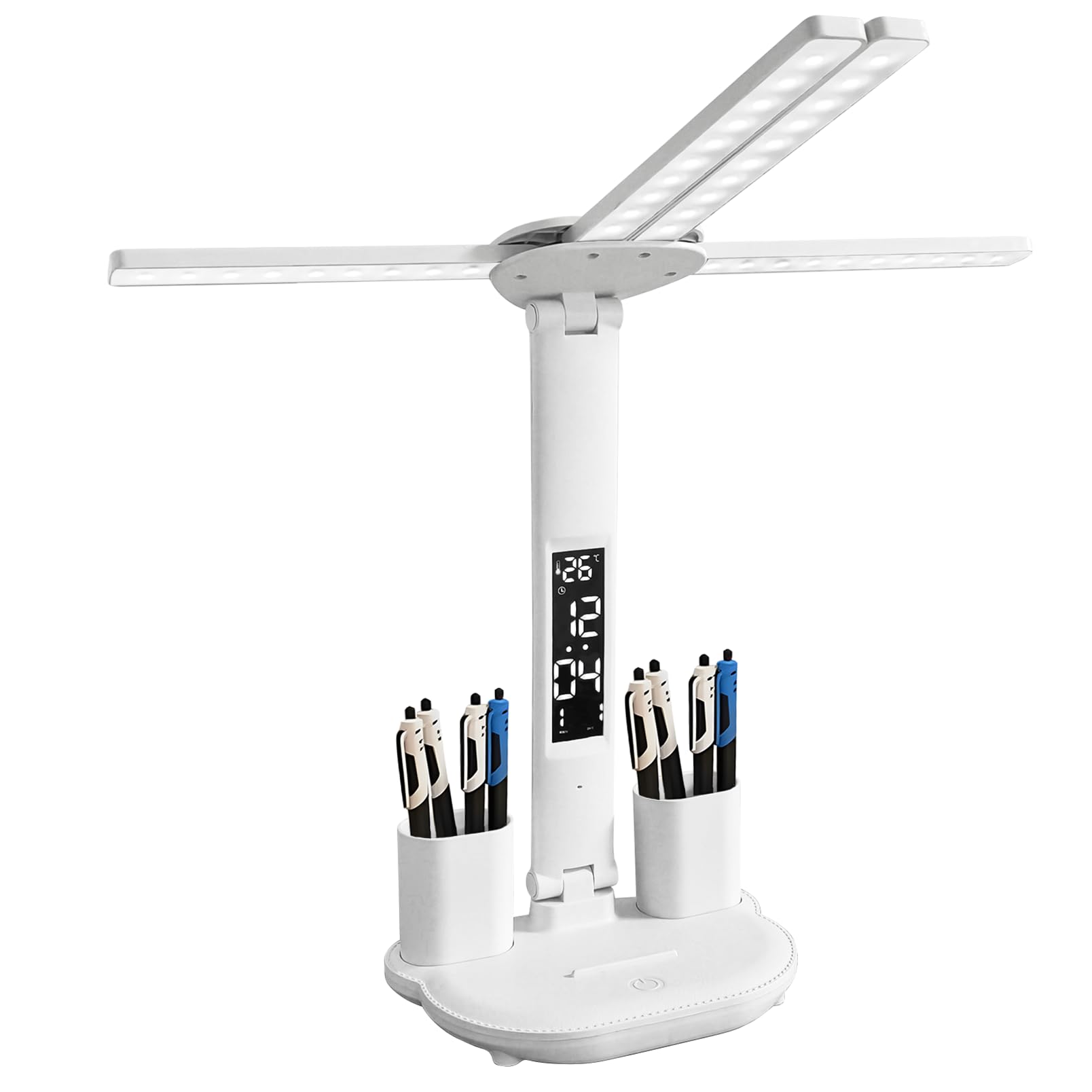 Yeelan Adjustable Desk Lamp, 4 Head LED Table Lamps, Eye Caring Study Lamp with USB Charging Port, 3 Colors Modes, Dimmable, Touch Control, Desk Light for Home Office, Bedroom, Reading (White)