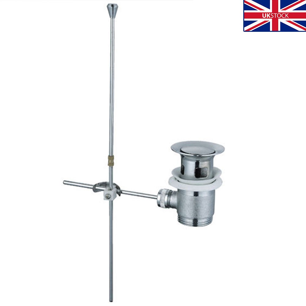 The Home Store Chrome Bathroom Basin Sink Waste Push Pull Rod