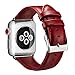 OUHENG Compatible with Apple Watch Band 42mm 44mm, Genuine Leather Band Replacement Compatible with Apple Watch Series 6 5 4 3 2 1 SE 42mm 44mm, Red