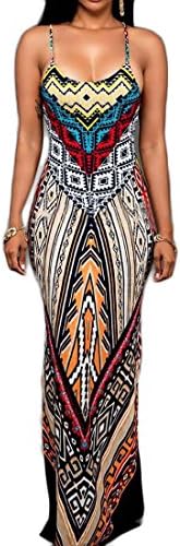Frieed Womens Sexy Backless Spaghetti Strap Print Beach Maxi Dress 1 XS