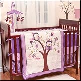 Plum Owl Meadow 5 Piece Baby Crib Bedding Set with Bumper by Baby's First
