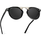 WearMe Pro - Women's Polarized, Round Retro, Double-Bridge Vintage Sunglasses
