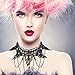 Boao Gothic Choker Necklace Lace Choker Halloween Gothic Jewelry with Lace Bracelet and Pendant Earrings for Women(Classic)