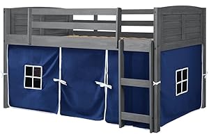 Donco Kids Louvered Low Loft with Blue Tent, Twin