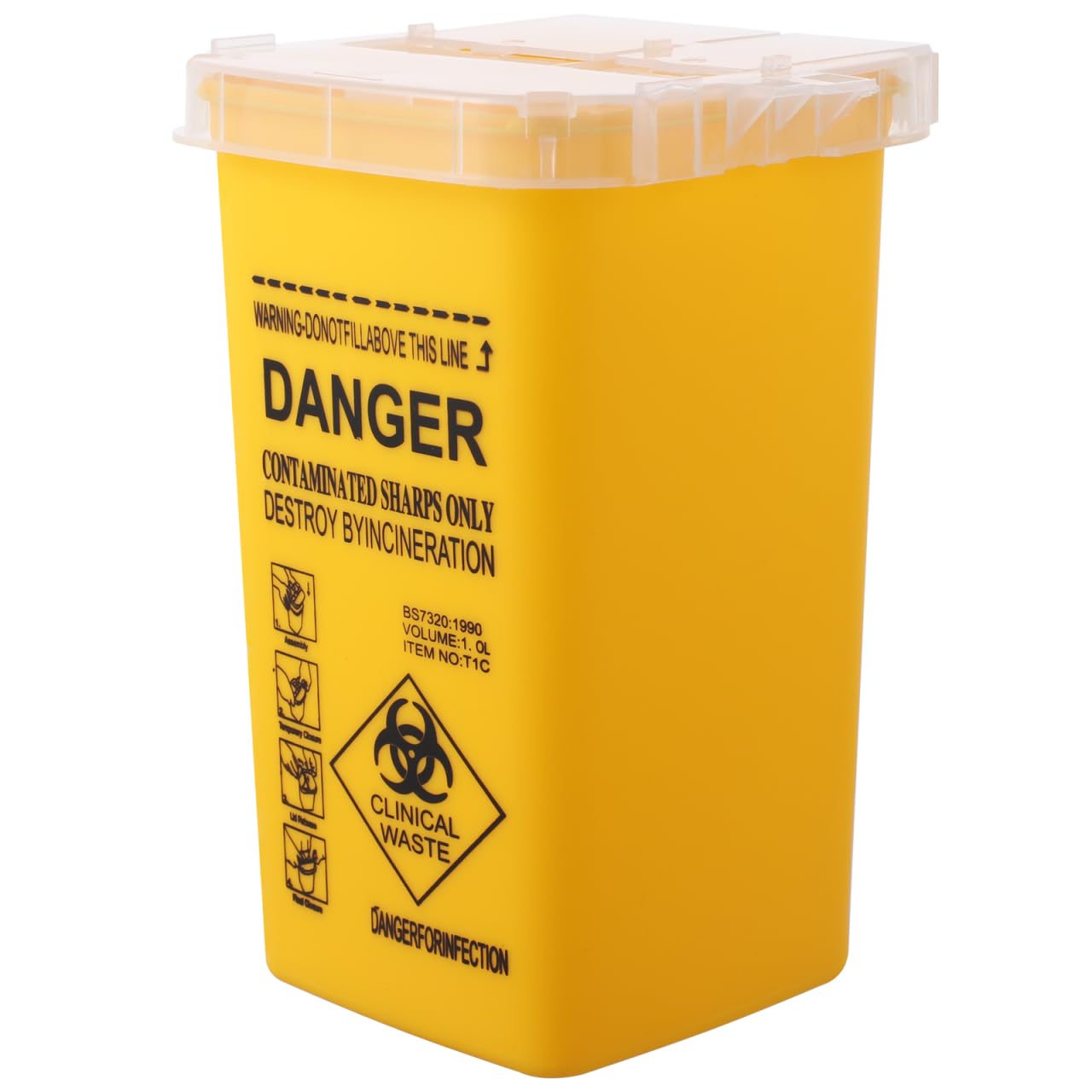Sharps Waste Container, Medical Plastic Sharps Disposal Container, Tattoo Plastic Sharps Container, Tattoo Sharps Waste Mini Box (1 Piece, Yellow)
