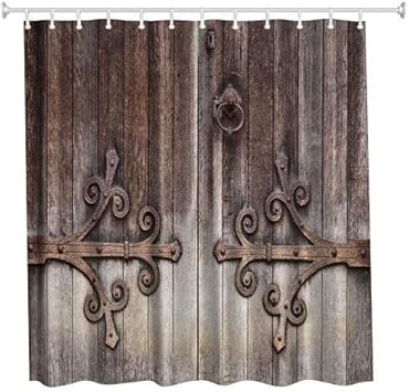 WZhen Puerta De Tallado Poliéster Ducha Cortina Baño Cortina De Alta