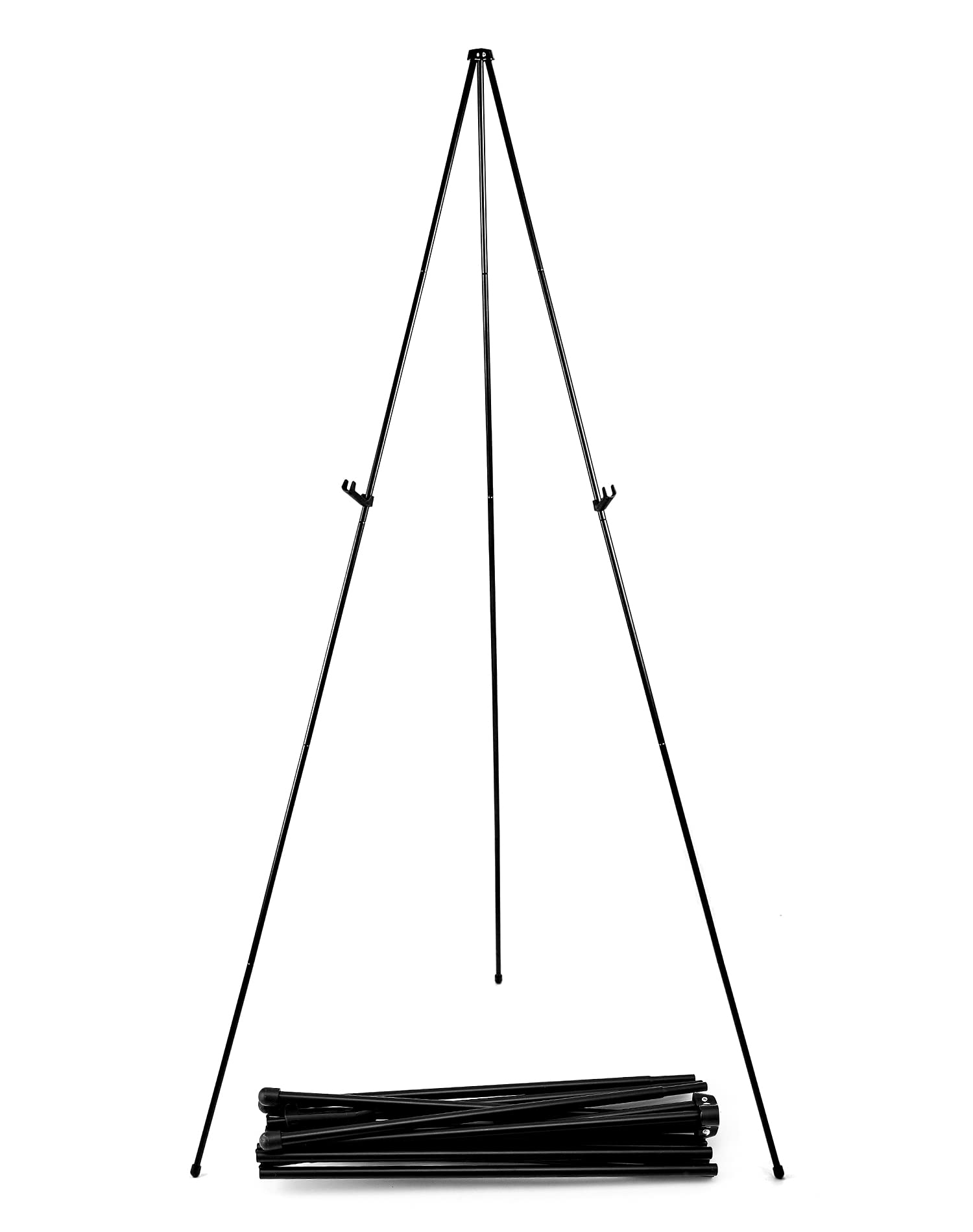 QWORK® Portable Collapsible Easel Stand with Storage Bag, 66"/168cm Aluminum Tripod Display Stand, Adjustable Metal Floor Easel Holds up to 7kg for Wedding Signs, Posters, Art Displays
