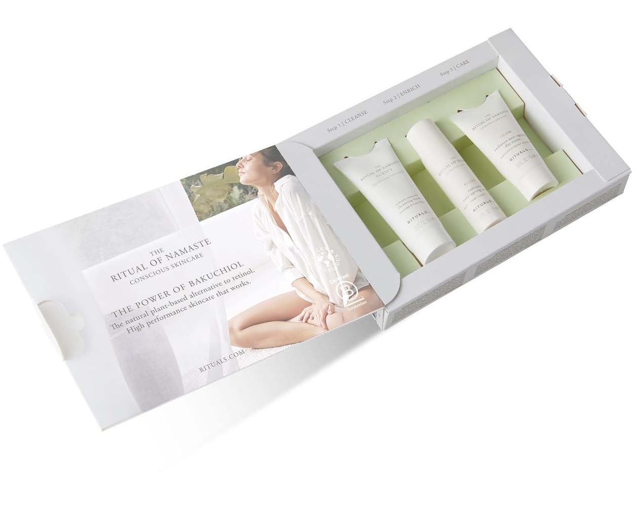 Rituals ritual of namaste 3 step bestselling cleansing foam anti ageing serumm anti-ageing day cream travel set Gift Box