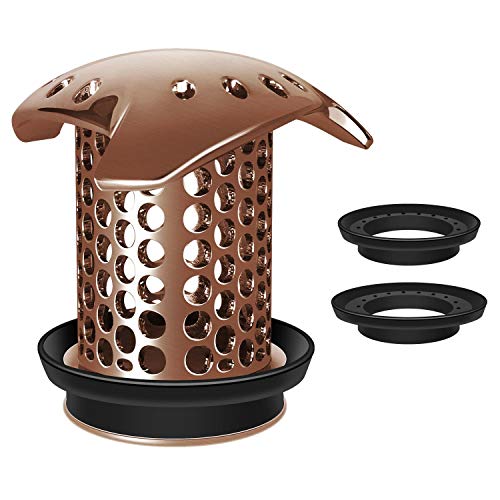 LEKEYE Drain Hair Catcher/Tub Drain Cover/Bathtub Shower Drain Protector/Strainer/Stainless Steel and Silicone-Red Copper
