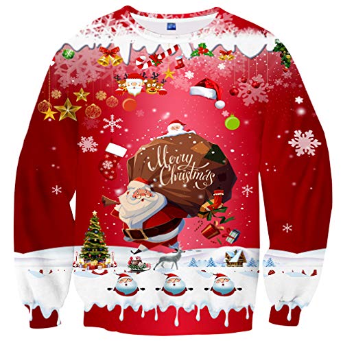 Hgvoetty Ugly Christmas Sweatshirt for Women Men 3D Long Sleeve Shirts S