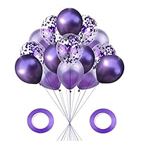 AMAWILL 17pcs Mermaid Balloon Sequin Confetti Balloon 12inches Chrome Metallic Helium Balloons Wedding Birthday Party Decorations Supplies Baby Shower Color Purple