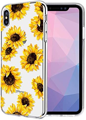 iPhone Xs Max Case, iPhone Xs Max Case Women Girls Floral Sunflower Pattern Design Clear Transparent TPU Bumper Protective Case Cover iPhone Xs Max 6.5 inch(2018)
