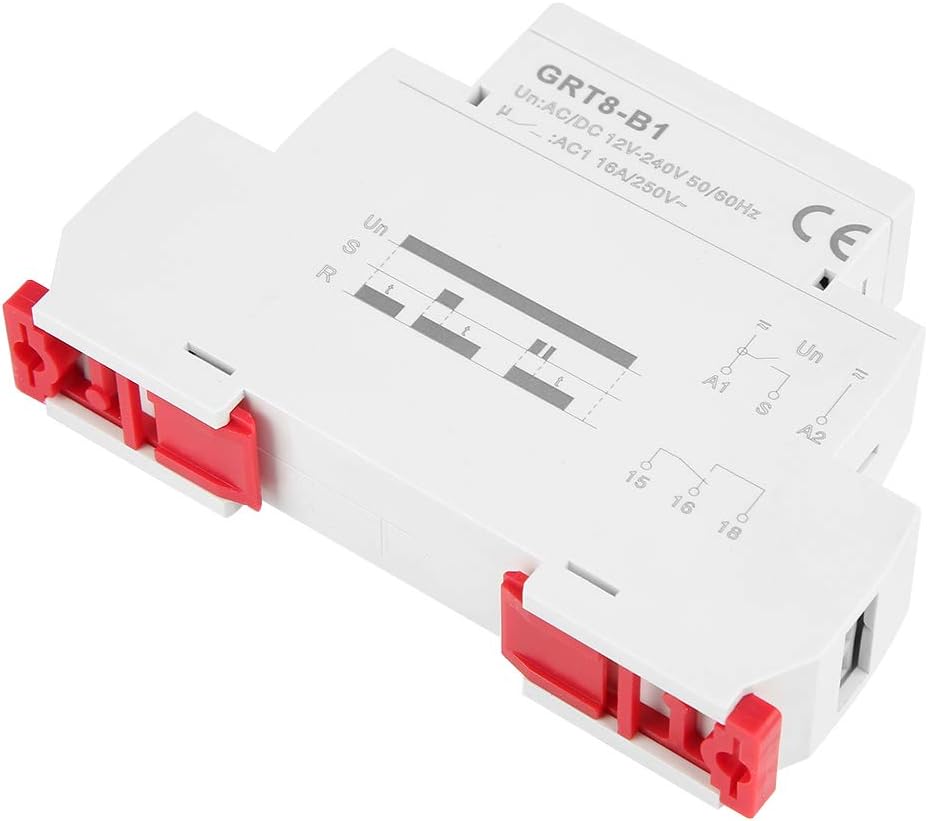 Time Delay Relay GRT8-A1, AC/DC 12V-240V DIN Rail Timer, 0.1S-10 Days Adjustable Delay Timer, SPDT Relay for Electrical Control Systems - Image 4