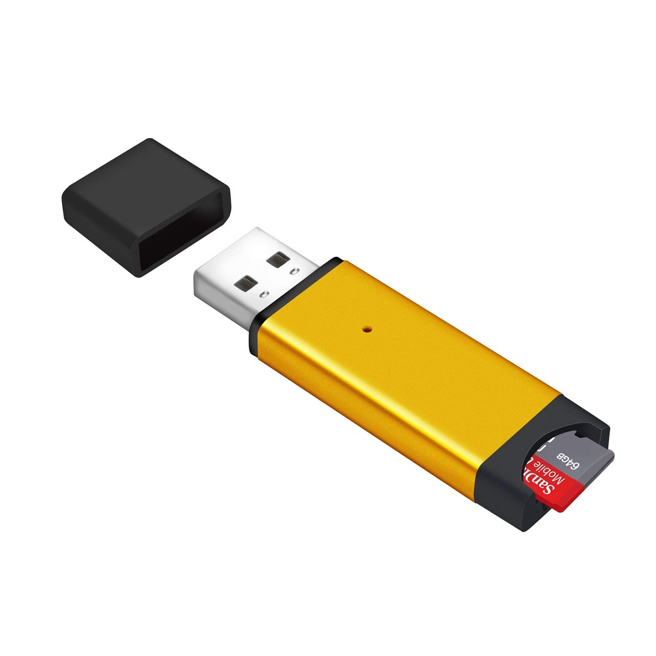 Memwah Micro SD Card Reader - Fast USB 2.0 Adapter for all MicroSD Cards, Micro SDHC, Micro SDXC - Orange