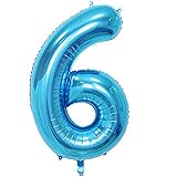 Tellpet Blue Number 6 Balloon, 40 Inch
