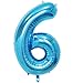Tellpet Blue Number 6 Balloon, 40 Inch