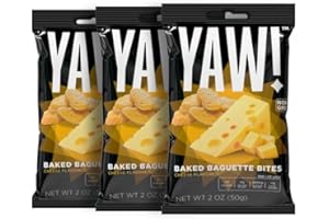 YAW! Baked Baguette Bites, Cheese Flavored, Non-GMO Ingredients, Crunchy Snack 3 pack (6oz, cheese)