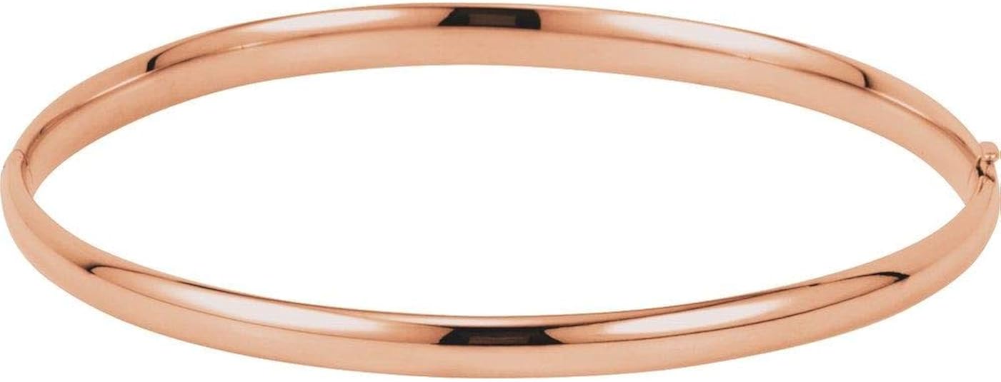 14k Rose Gold 4mm Hinged Bangle Bracelet Jewelry