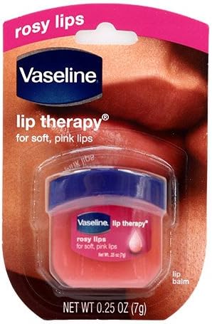 (2 PACK) VASELINE Lip Therapy Lip Balm, Rosy Lips, Potable Small Vaseline 0.25oz
