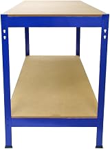 Monster Shop Workbench Garage Table 2 Shelves 90x100x60cm Blue Heavy Duty view 4