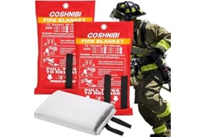 COSHNIBI Emergency Fire Blanket for Home & Kitchen - High Heat Resistant Fire Suppression Blanket （2 Pack）
