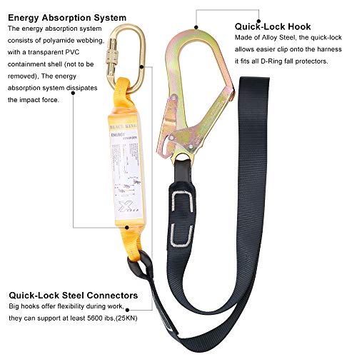 image for X XBEN Safety Harnesses with Fall Protection Lanyards, Full Body Harne